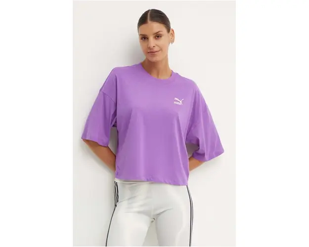 Puma tricou din bumbac femei, culoarea violet 624226
