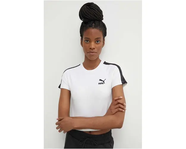 Puma tricou Iconic T7 femei, culoarea alb, 625598
