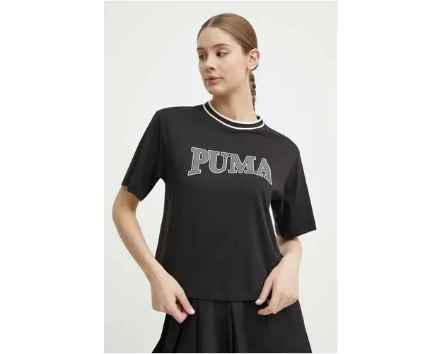 Puma tricou din bumbac SQUAD femei, culoarea negru 677903