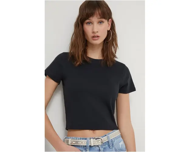 Hollister Co. tricou din bumbac femei, culoarea negru