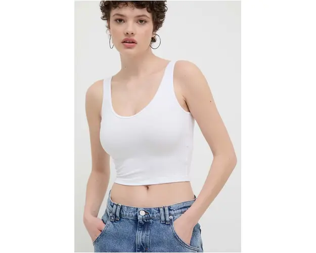 Hollister Co. top femei, culoarea alb