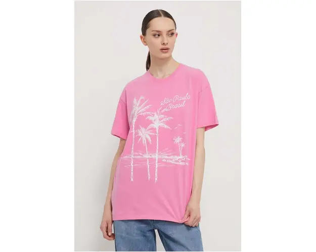 Hollister Co. tricou din bumbac femei, culoarea roz