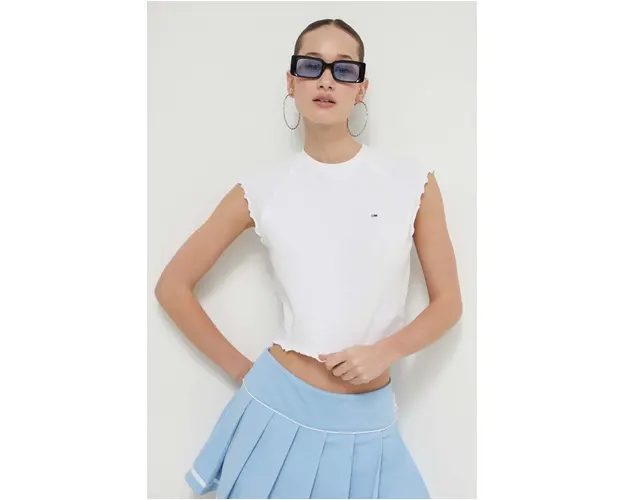 Tommy Jeans top femei, culoarea alb DW0DW17884
