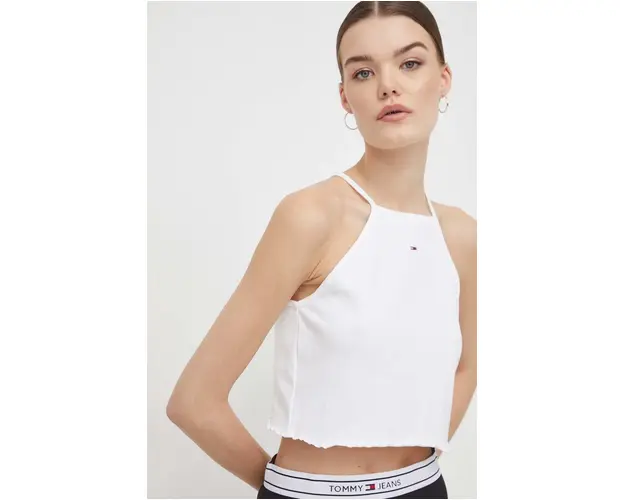 Tommy Jeans top femei, culoarea alb DW0DW17885