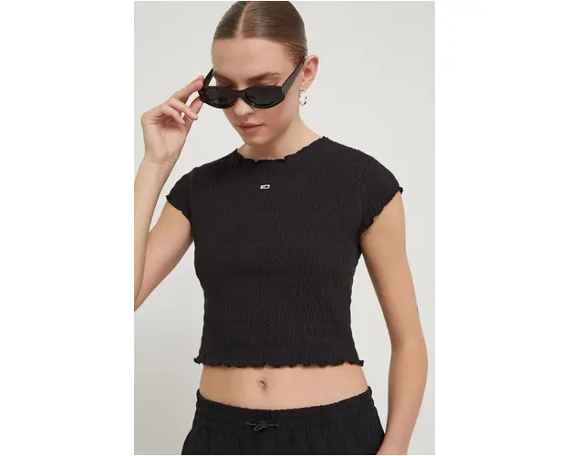 Tommy Jeans tricou femei, culoarea negru DW0DW17888