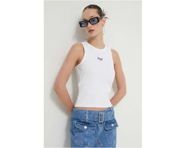 Tommy Jeans top femei, culoarea alb DW0DW17838