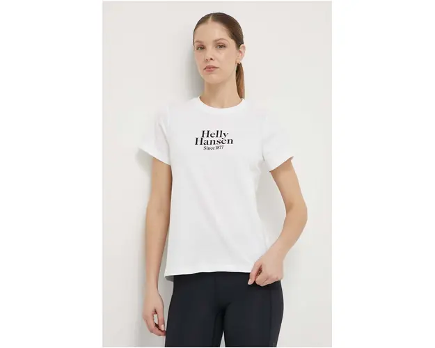 Helly Hansen tricou din bumbac femei, culoarea alb