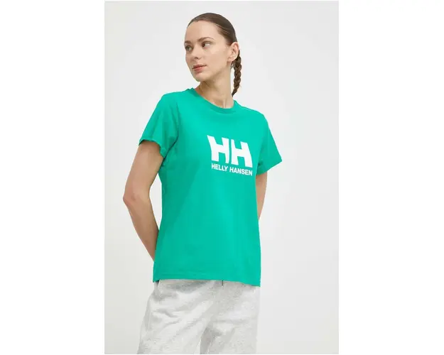 Helly Hansen tricou din bumbac femei, culoarea verde