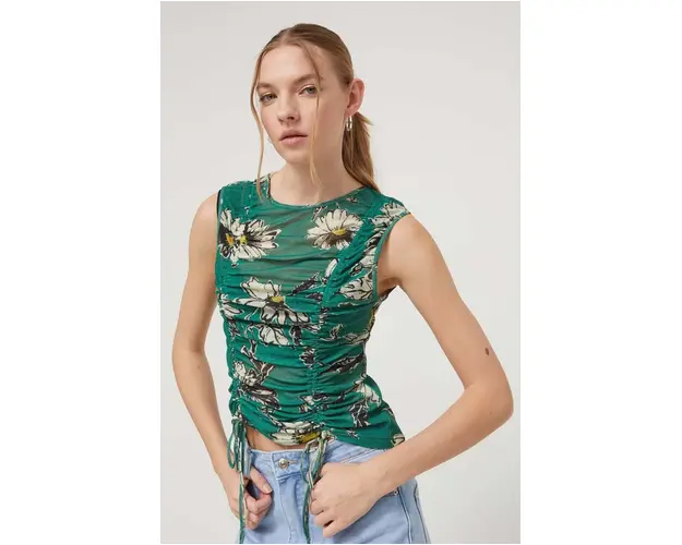 Desigual top femei, culoarea verde