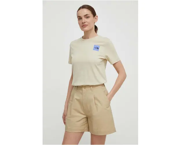 The North Face tricou din bumbac femei, culoarea bej, NF0A87EH3X41