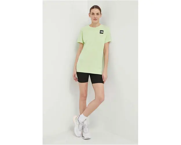The North Face tricou din bumbac femei, culoarea verde, NF0A87NEO0F1