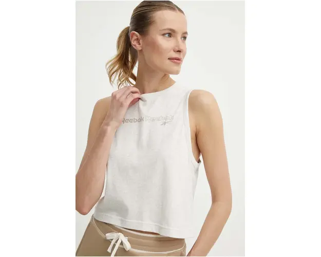 Reebok top din bumbac culoarea bej, 100075407