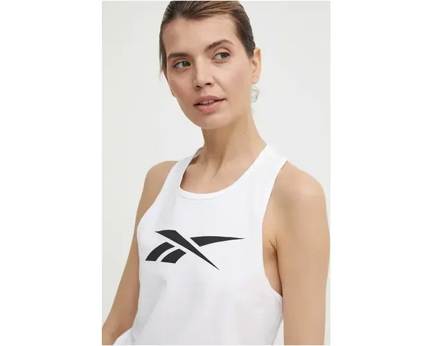 Reebok top din bumbac culoarea alb, 100029551