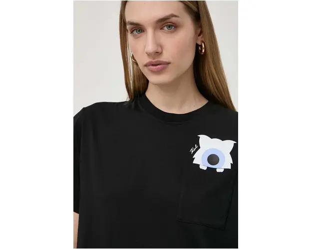Karl Lagerfeld tricou din bumbac x Darcel Disappoints femei, culoarea negru