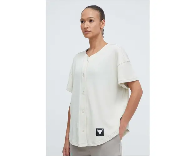 Under Armour tricou Project Rock femei, culoarea bej