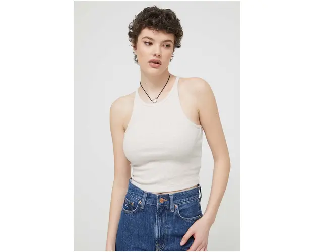 Superdry top femei, culoarea bej