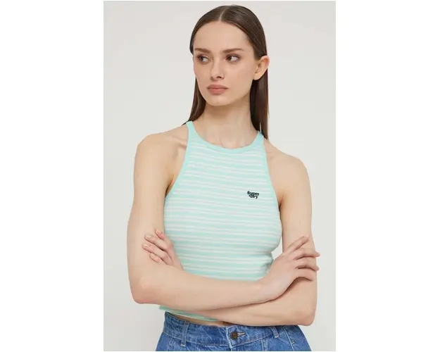 Superdry top din bumbac culoarea verde