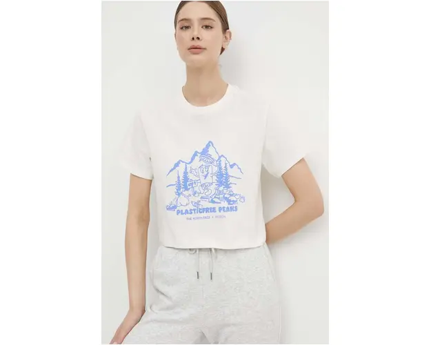 The North Face tricou din bumbac femei, culoarea bej, NF0A87E0QLI1