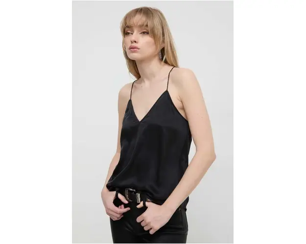 IRO bluza de matase culoarea negru, neted