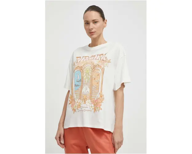 Rip Curl tricou din bumbac femei, culoarea bej