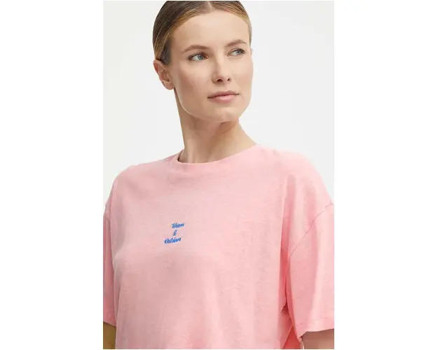 Picture tricou din amestec de in Hampy culoarea roz, WTS483