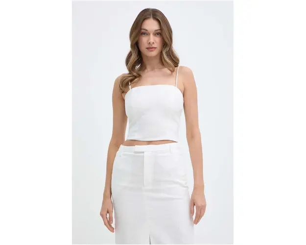 Bardot top de in SITA culoarea alb, neted, 59261TB