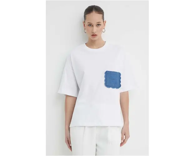 Never Fully Dressed tricou din bumbac femei, culoarea alb