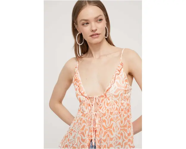 Desigual top TOPI femei, culoarea portocaliu, 24SWTKAG