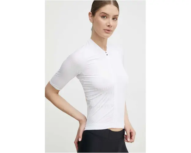 POC tricou de ciclism Pristine Print Jersey culoarea alb