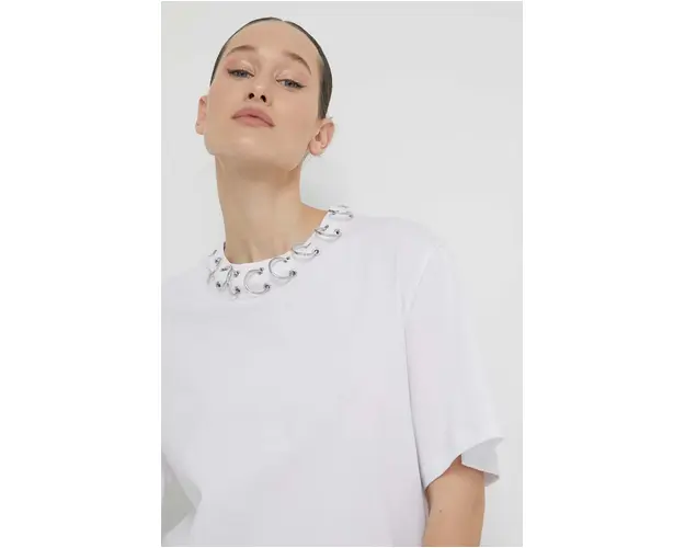 Rotate tricou din bumbac femei, culoarea alb