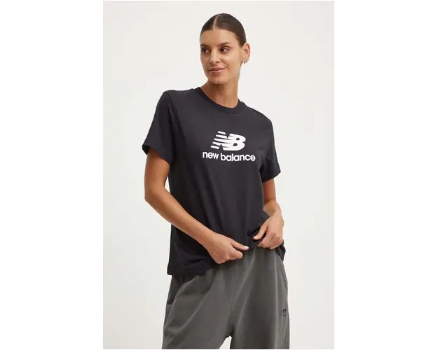 New Balance tricou din bumbac Sport Essentials femei, culoarea negru, WT41502BK