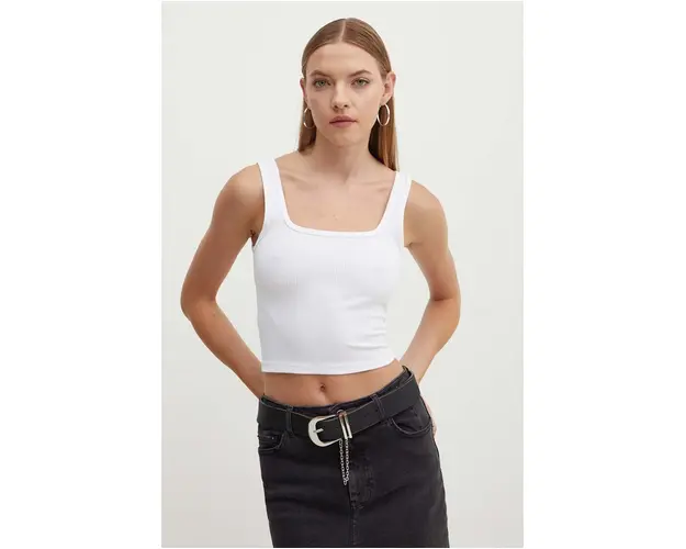 Hollister Co. top femei, culoarea alb