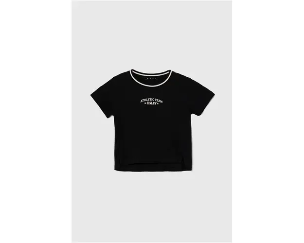 Sisley tricou de bumbac pentru copii culoarea negru