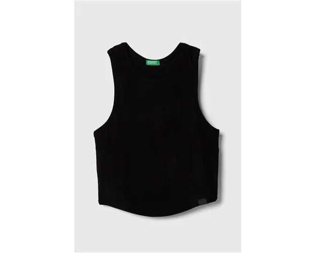 United Colors of Benetton top din bumbac pentru copii culoarea negru