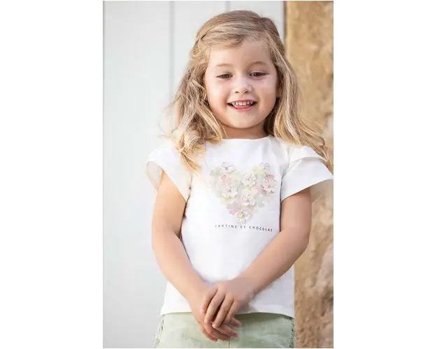 Tartine et Chocolat tricou bebe culoarea bej