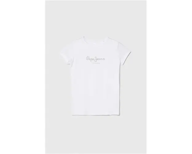 Pepe Jeans tricou copii HANA GLITTER culoarea alb