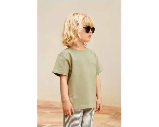 Liewood tricou de bumbac pentru copii Sixten Placement Shortsleeve T-shirt culoarea verde, neted