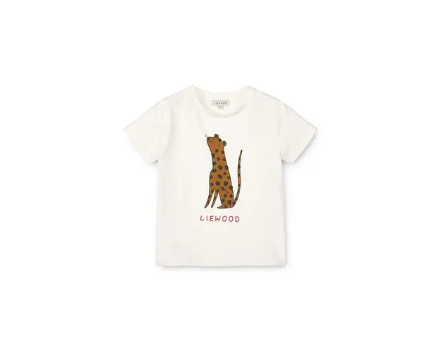 Liewood tricou din bumbac pentru bebelusi Apia Baby Placement Shortsleeve T-shirt culoarea bej, cu imprimeu
