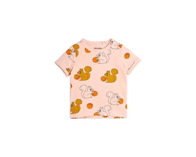 Mini Rodini tricou copii Squirrel culoarea roz, cu model