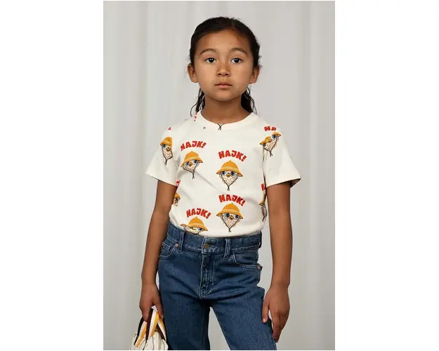 Mini Rodini tricou de bumbac pentru copii Hike culoarea alb, cu model