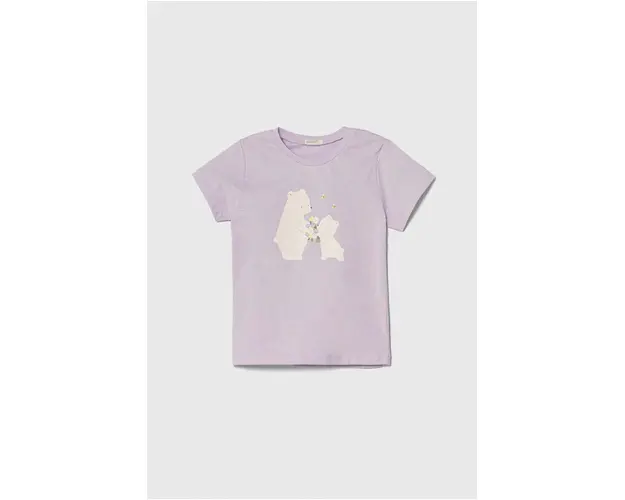 United Colors of Benetton tricou din bumbac pentru bebelusi culoarea violet, modelator