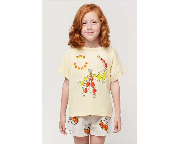 Bobo Choses tricou de bumbac pentru copii culoarea galben, cu imprimeu