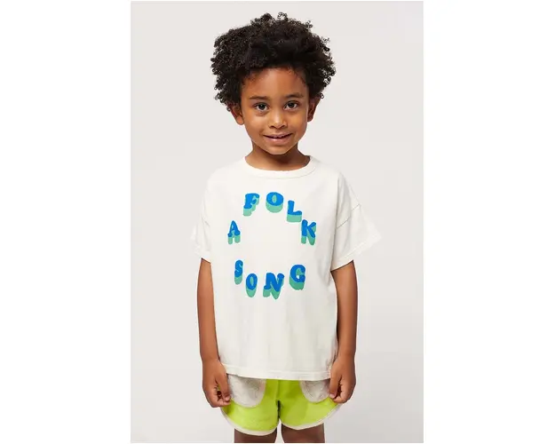 Bobo Choses tricou de bumbac pentru copii culoarea alb, cu imprimeu