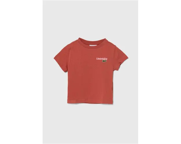 Lacoste tricou de bumbac pentru copii culoarea bordo, cu imprimeu
