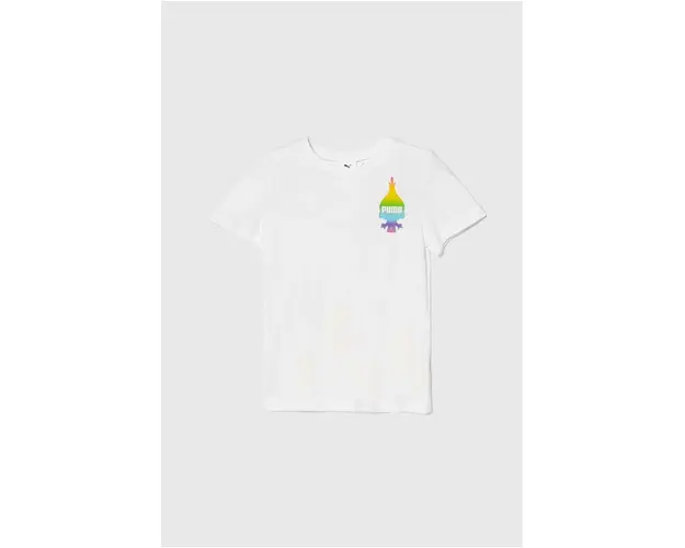 Puma tricou de bumbac pentru copii PUMA X TROLLS Tee culoarea alb, modelator