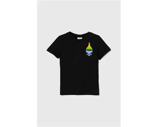 Puma tricou de bumbac pentru copii PUMA X TROLLS Tee culoarea negru, modelator