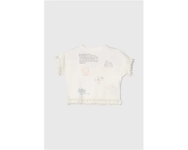 zippy tricou de bumbac pentru copii culoarea alb, modelator