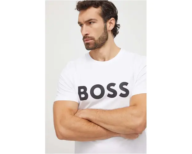BOSS Green tricou barbati, culoarea alb, cu imprimeu 50506363