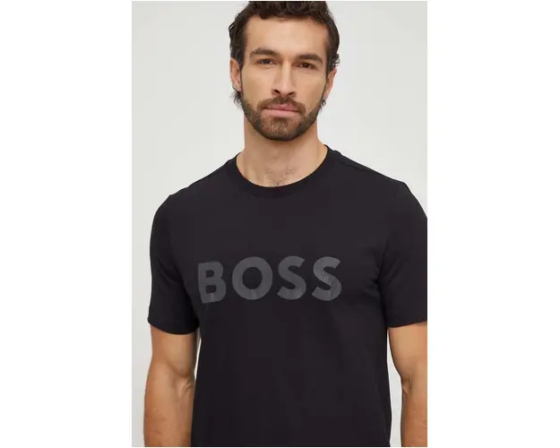 BOSS Green tricou barbati, culoarea negru, cu imprimeu 50506363