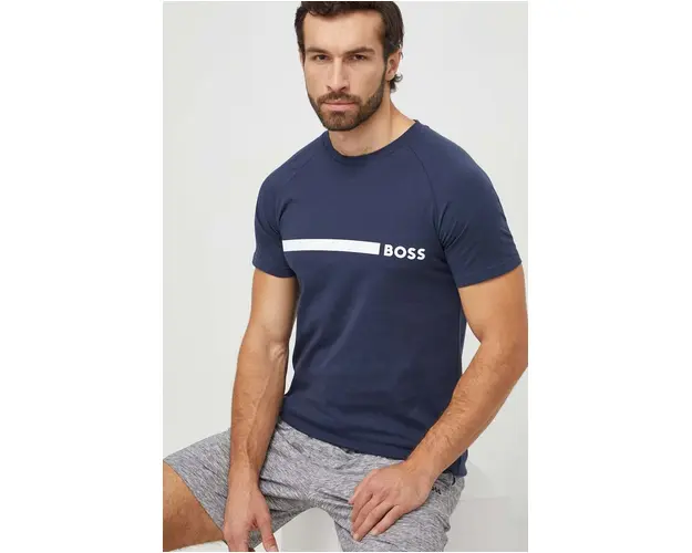 BOSS tricou din bumbac barbati, culoarea bleumarin, cu imprimeu 50517970